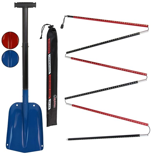 ALPIDEX Lawinenset mit klappbarer Aluminiumschaufel und blauer Sonde