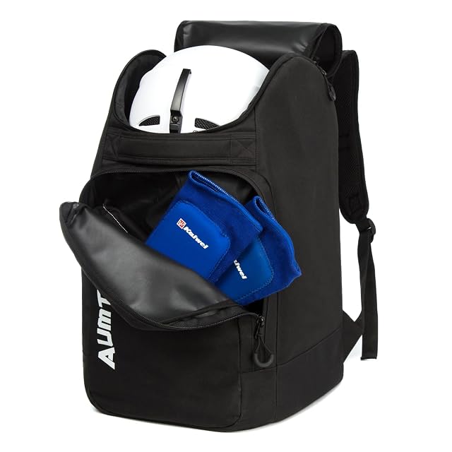 AUMTISC Skischuhrucksack mit Helmfach, Schwarz