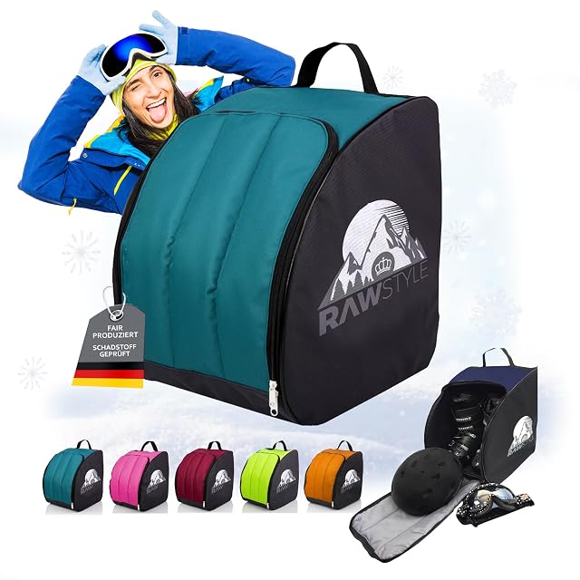 Rawstyle Skischuh-Rucksack in Schwarz und Türkis