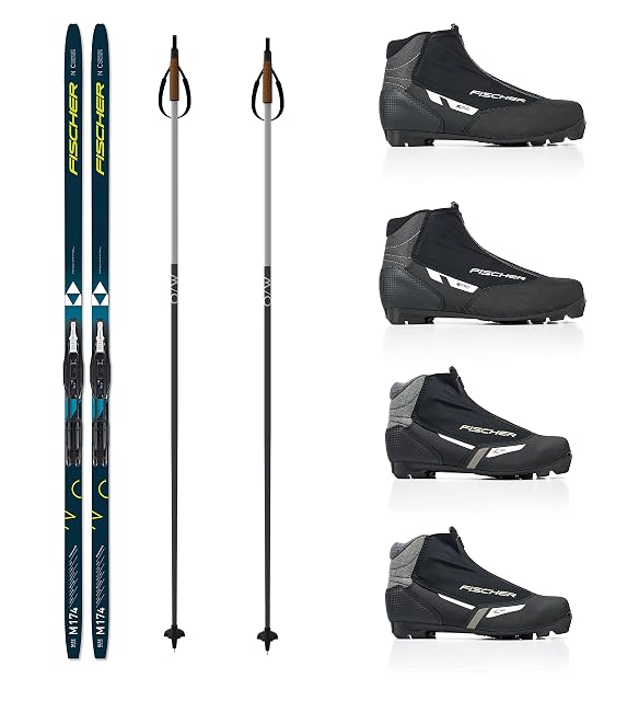 Fischer Comfort Cruiser klassisches Langlaufset mit Schuhen und Stöcken, 184 cm