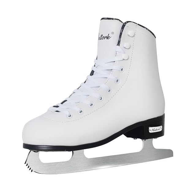 Nattork Excellence weißer Eiskunstlaufschuh mit Zacke und Edelstahlkufe