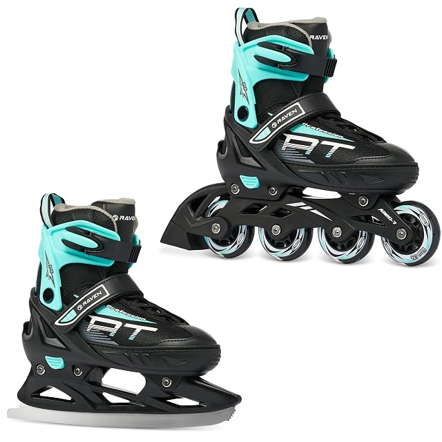 RAVEN Profession 2in1 Wandelschuh in Schwarz und Mint mit montiertem Kufenträger