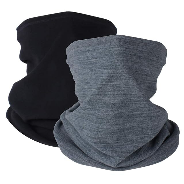 HEGCOIIE Paar schwarzer Fleece-Schlauchschals
