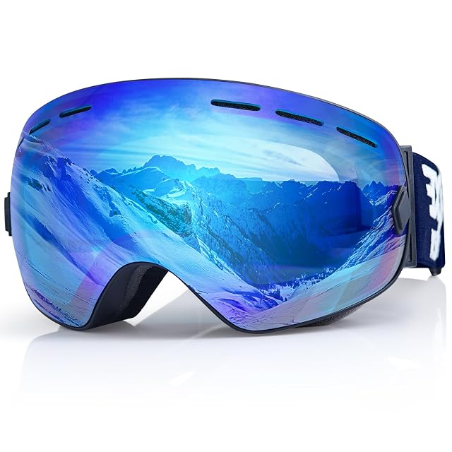 EXP VISION rahmenlose Skibrille in Blau mit sphärischer REVO-Scheibe