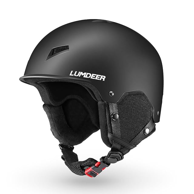 LUMDEER Kyro mattschwarzer Skihelm mit hochklappbarem Visier
