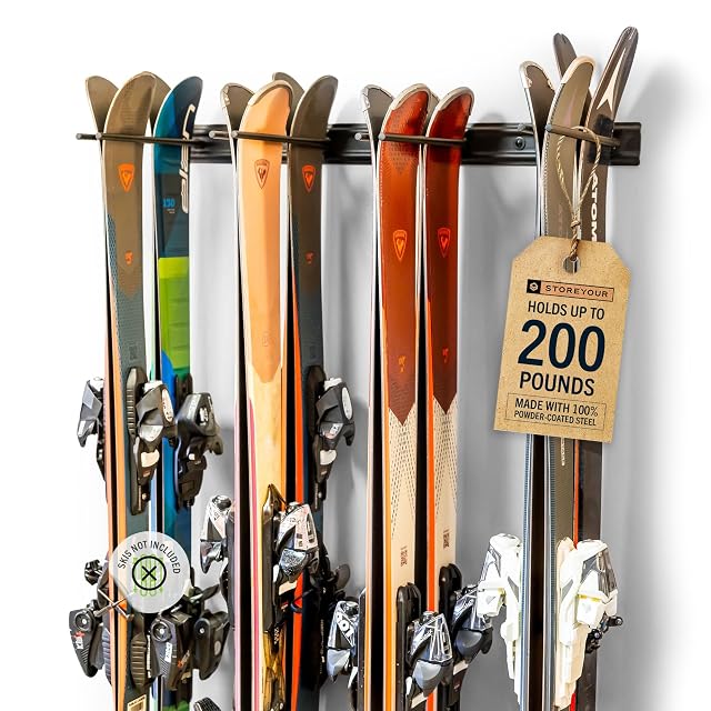 StoreYourBoard schwarze Ski-Wandhalterung aus Stahl für acht Paar